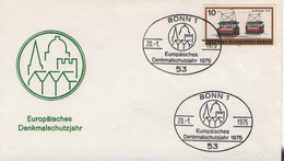 Germany Deutschland 1975 FDC Europaischer Denkmalschutzjahr, Strassenbahn, Tram Tramway, Monument Protection Year, Bonn - 1971-1980