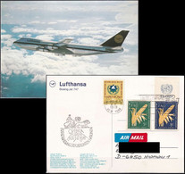 UNO NEW YORK 1978 Postkarte Ovebria78 Lufthansa Boeing 747 - Lettres & Documents