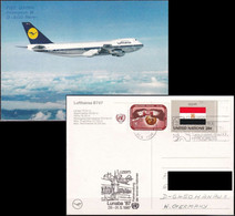 UNO NEW YORK 1987 Postkarte Lunaba'87 Lufthansa Boeing 747 - Covers & Documents