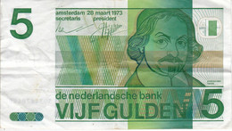 BILLETE DE HOLANDA DE 5 GULDEN DEL AÑO 1973  (BANKNOTE) VONDEL - 5 Florín Holandés (gulden)