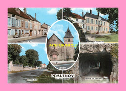 CPSM   PRAUTHOY  Multivues .GRANDE RUE.LE CHATEAU.ENTREE SUD.GROTTE DU CHATEAU - Prauthoy