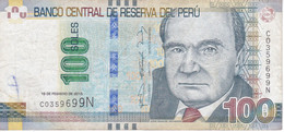 BILLETE DE PERU DE 100 SOLES DEL AÑO 2015 (BANKNOTE) - Peru