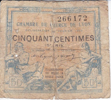 BILLETE DE FRANCIA DE 50 CENTIMES CHAMBRE COMMERCE DE LYON DEL AÑO 1920 (BANKNOTE) - Chambre De Commerce