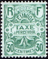 Réunion - N° Taxe 10 * Emblème 30c  Vert Sur Vert - Timbres-taxe