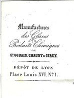 INDUSTRIE VERRERIE 1859 SUPERBE ENTETE MANUFACTURES GLACES ST GOBAIN CHAUNY ET CIREY Lyon Pour Carignano à Turin V.HIST. - 1800 – 1899