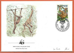 W.W.F. BRESIL 2 LETTRES FDC SINGES DE 1984 - Lettres & Documents