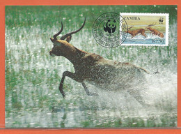 W.W.F. ZAMBIE 4 CARTES MAXIMUM FDC ANTILOPES DE 1987 - Lettres & Documents