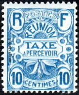 Réunion - N° Taxe  8 * Emblème 10c  Bleu Sur Azuré - Timbres-taxe