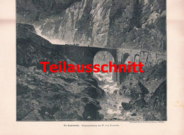 D101 2375 Von Kamecke Teufelsbrücke Schöllenen Kanton Uri Großbild 1898 !! - Other & Unclassified