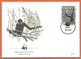 W.W.F. VIETNAM 4 LETTRES FDC SINGES DE 1987 - Lettres & Documents