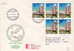1978 , FINLANDIA , HELSINKI - HANAU , YV. 788 BL/4 + 1 , EUROPA , ARQUITECTURA , SANATORIO DE PAIMIO - Covers & Documents