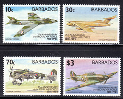 BARBADOS - 1993 RAF ROYAL AIR FORCE ANNIVERSARY SET (4V) FINE MNH ** SG 991-994 - Barbados (1966-...)
