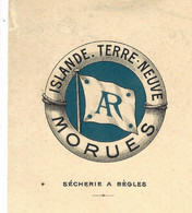 PAVILLONS HOUSEFLAGS 1926 ENTETE André Rumeau Bordeaux PECHE MORUES ISLANDE TERRE NEUVE Facture Pour Castres Marty - 1900 – 1949