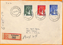 99416 - NORWAY - Postal History - Registered Cover To The USA 1950 (FDC?) - Covers & Documents