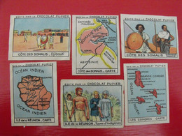 Lot 6 Images Chromo Chocolat Pupier. Album Afrique 1950. Cote Des Somalis Djibouti Danakils La Réunion Comores Mayotte - Other & Unclassified