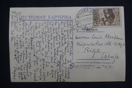 U.R.S.S.- Affranchissement De Moscou Sur Carte Postale En 1938 Pour Riga - L 131915 - Briefe U. Dokumente