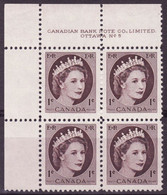 7877) Canada QE II Wilding Block Mint No Hinge Plate 5 - Plattennummern & Inschriften