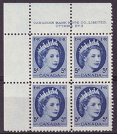 7921) Canada QE II Wilding Block Mint No Hinge Plate 3 - Plaatnummers & Bladboorden