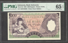 Indonesia 1000 1,000 Rupiah Green P 62 1958 PMG 65 EPQ GEM UNC - Indonésie