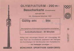 Germany - Olympiaturm - Besucherkarte - Munchner Sportpark GMBH - JO - Ticket D'entrée - 1972 - Tickets - Vouchers