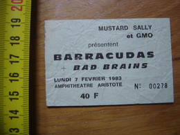 Ticket Billet Spectacle Concert Stub BARRACUDAS BAD BRAINS Amphi Aristote Dijon - Tickets - Vouchers
