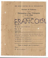 Déclaration D'un Vélocipède à Un Siège. 1962. Province Du Limbourg - Transporte