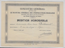 Concours Général 1926 - Diploma & School Reports