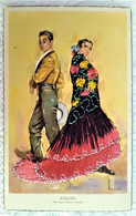 TRES JOLIE CPA FANTAISIE BRODEE - SOLEARES Pilar Lopez Y Roberto Ximenez Danseurs Flamenco Femme Au Costume Brodé - Brodées
