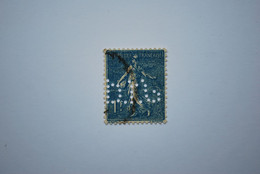 Timbre Semeuse Lignée 1F Bleu Perforé "J.1.d"  ... (???) - Used Stamps