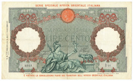 100 LIRE CAPRANESI AQUILA AFRICA ORIENTALE ITALIANA AOI 12/09/1938 BB+ - Africa Oriental Italiana