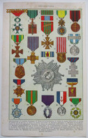 PAGE LAROUSSE 1948 DECORATIONS FRANCE CROIX MEDAILLES INSIGNES PLAQUES MILITARIA - Frankreich