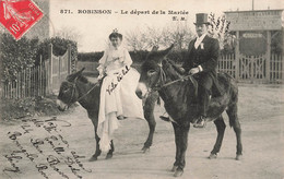 CPA Robinson - Le Depart De La Mariée - Mariés Sur Deux Anes - Matrimonios