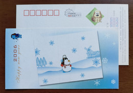 Windmill Log Cabin,China 2006 Luanr New Year Of Dog Year Greeting Advertising Pre-stamped Card - Windmills
