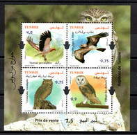 2022 -Tunisia - Birds Of Tunisia - Raptors- ShortToed Eagle- Egyptian Vulture- Pharaoh Eagle Owl-Barn Owl- Block MNH** - Tunisia (1956-...)