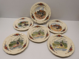 *6 ASSIETTES A DESSERT CERAMIQUE SARREGUEMINES OBERNAI H LOUX Déco TABLE  E - Sarreguemines (FRA)