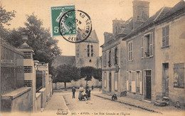 Avon      77    La Rue Grande Et L'église         (voir Scan) - Avon