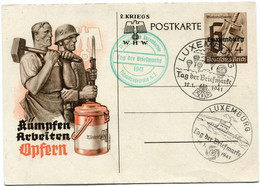 LUXEMBOURG ENTIER POSTAL AVEC OBLITERATIONS ILLUSTREES LUXEMBURG 12-1-1941 - 1940-1944 Occupation Allemande