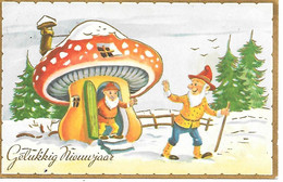 Champignon, Pilze, Funghi, Toadstool, Mushroom House, Gnome, Gnom, Gnomo, Zwerg, Kobold, Lutin, In Snow, Dans La Neige - Nieuwjaar