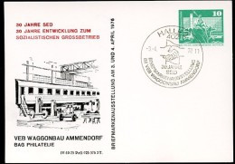 DDR PP16 D2/001 Privat-Postkarte WAGGONBAU Halle-Ammendorf Sost.1976 NGK 4,00 € - Privatpostkarten - Gebraucht