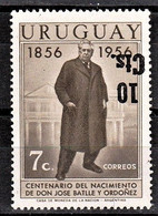 1956 URUGUAY MNH  Yvert 645b 10 C. Variety Error Overprint Inverted - President Presidente José Batlle Y Ordoñez - Uruguay