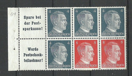 Germany Deutsches Reich 1941 MH-Blatt MNH Page From Stamp Booklet - Carnets