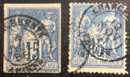 CH31 Chargements Amiens + Chargement Troyes Lot 2 Sage 15c Bleu - 1876-1898 Sage (Type II)