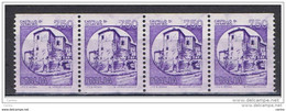 REPUBBLICA: 1980/91  CASTELLI  BOBINA  -  £.750  STRISCIA  4  N. -  NUMERAZIONE  AL  VERSO  -  SASS. 1530 G - 1971-80:  Nuovi