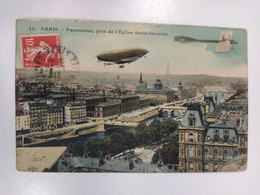 CPA 75 PARIS PANORAMA DE L'EGLISE ST GERVAIS Zeppelin Et Avion - Viste Panoramiche, Panorama