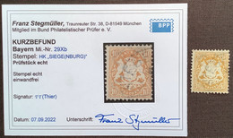 Mi 29 Xb TADELLOS SELTENES WZ ENGE RAUTEN Geprüft KB Stegmüller BPP, Bayern 1873 10 Kr SIEGENBURG (Baviére Yv 28 I - Oblitérés