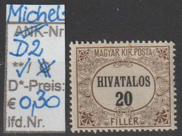 1921 - UNGARN - D (Dienstmarken) M. Jugendstilrahmen - 20 F Olivbraun/schwarz - ** Postfrisch - S.Scan (hu D2**) - Dienstmarken