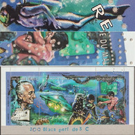 Guinée 1998 Y&T 1366/8. Feuillet Dentelé Perforé  « Annulé ». Cousteau, Plongeurs, Sous-marin, Corail, échecs, Tabac - Buceo