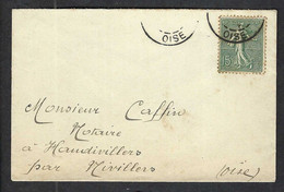 FRANCE 1904. LSC De Nivillers (Oise) Pour Haudivillers (Oise) Affr. De 15c - 1903-60 Semeuse Lignée
