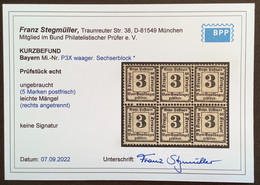 Mi.P3X SELTENER 6er BLOCK  POSTFRISCH ** Stegmüller BPP, Bayern Portomarke 1870 3 Kr (Bavaria Postage Due MNH Bloc Taxe - Nuovi