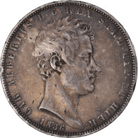 Monnaie, États Italiens, SARDINIA, Carlo Alberto, 5 Lire, 1836, Genoa, TB+ - Piemonte-Sardinië- Italiaanse Savoie